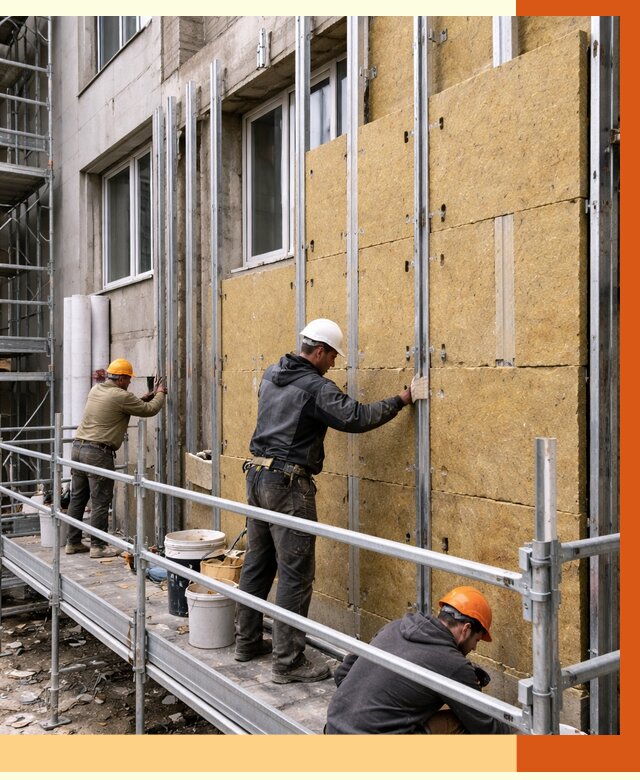 Утепление вентилируемого фасада в Тулуне от 6042 руб/м2 — монтаж и утепление вентфасад | ТепломастерТлн